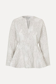 Stine Goya UK Flared Hem Zip-Up Top Top Stone Grey