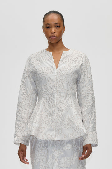 Stine Goya UK Flared Hem Zip-Up Top Top Stone Grey