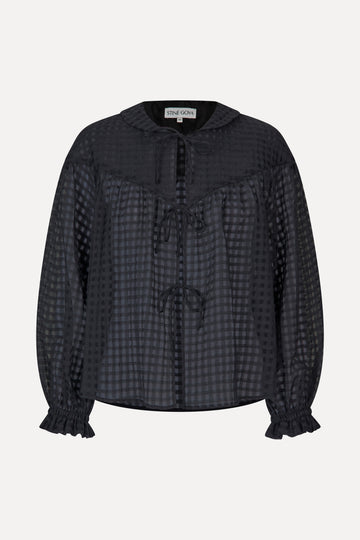 Stine Goya UK Flowy Long Sleeve Top Top Checkered Organza