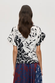 Stine Goya UK Frill Sleeve Pleated Top Top Graphic Rose
