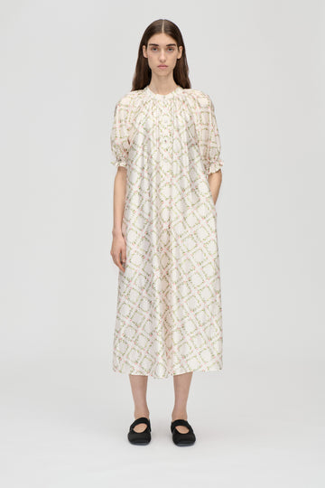 Stine Goya UK Front Placket Long Dress Dress Sakura Check Pink