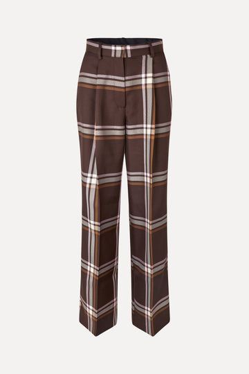 Stine Goya UK Front Pleat Long Straight Pants Pants Weaved Checks