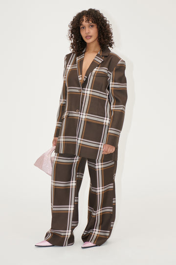 Stine Goya UK Front Pleat Long Straight Pants Pants Weaved Checks
