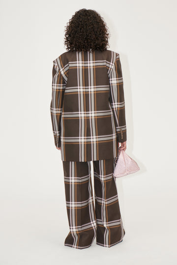 Stine Goya UK Front Pleat Long Straight Pants Pants Weaved Checks