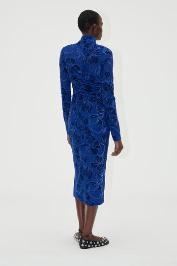Stine Goya UK Gathered Long Sleeve Midi Dress Dress Fine Line Poppies