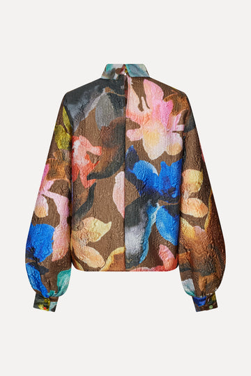 Stine Goya UK Gathered Long Sleeve Top Top Aquarelle Garden