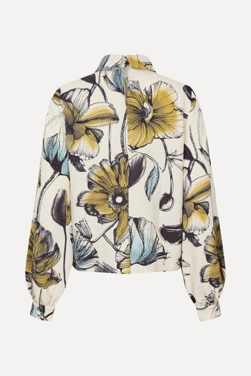 Stine Goya UK Gathered Long Sleeve Top Top Fine Line Poppies