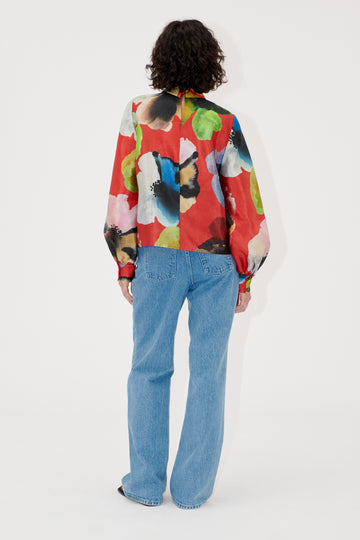 Stine Goya UK Gathered Long Sleeve Top Top Bloom In Red