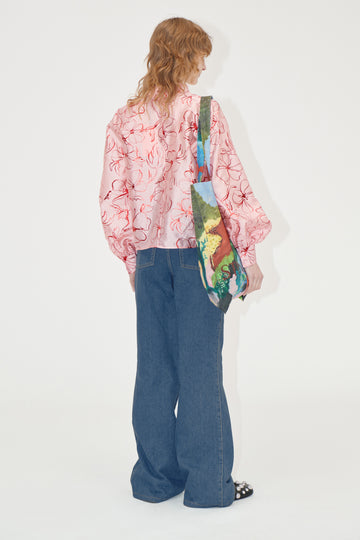 Stine Goya UK Gathered Long Sleeve Top Top Foil Foliage