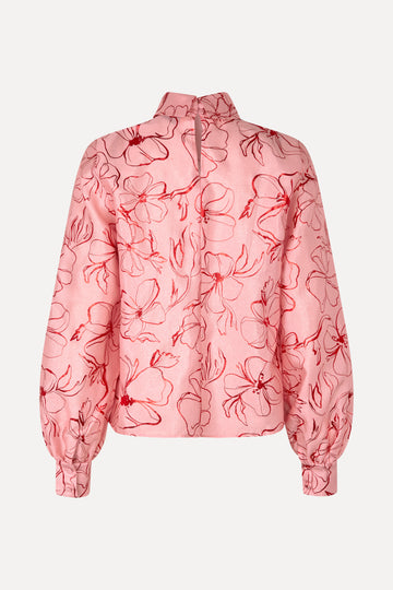Stine Goya UK Gathered Long Sleeve Top Top Foil Foliage