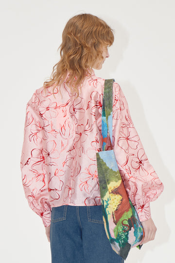 Stine Goya UK Gathered Long Sleeve Top Top Foil Foliage