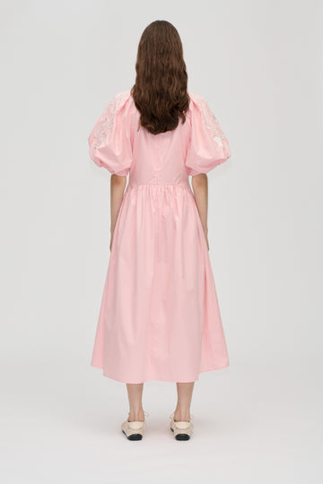 Stine Goya UK Gathered Raglan Sleeve Midi Dress Dress Ballerina Broderie