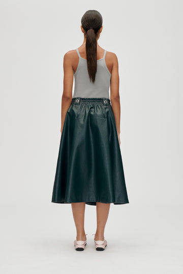 Stine Goya UK Gathered Waist Midi Skirt Skirt Dark Green
