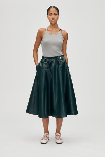 Stine Goya UK Gathered Waist Midi Skirt Skirt Dark Green