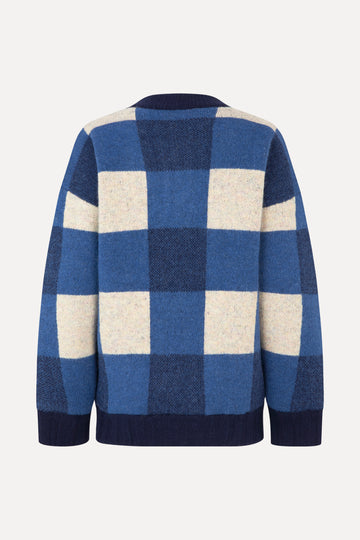 Stine Goya UK Gingham Check Bomber Jacket Blue Gingham Check