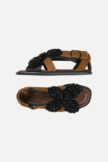 Stine Goya UK Grosgrain Cross Strap Sandal Footwear Black