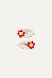 Stine Goya UK Hand Crocheted Hair Clip Accessories Red Flowers