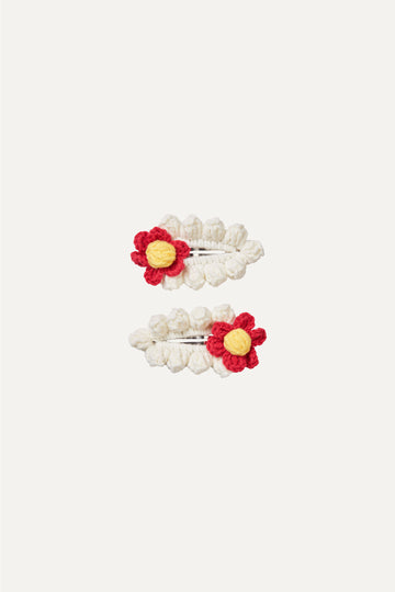 Stine Goya UK Hand Crocheted Hair Clip Accessories Red Flowers