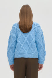 Stine Goya UK Handknit Cable Sweater Knit Sky Blue