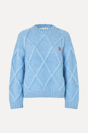 Stine Goya UK Handknit Cable Sweater Knit Sky Blue