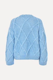 Stine Goya UK Handknit Cable Sweater Knit Sky Blue