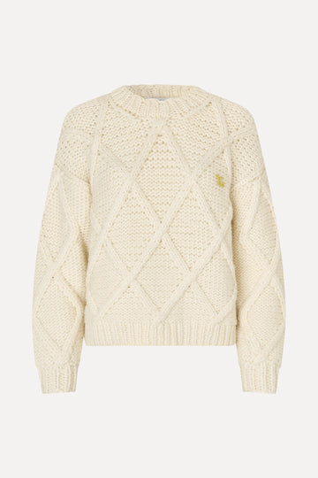 Stine Goya UK Handknit Cable Sweater Knit Porcelain Cream