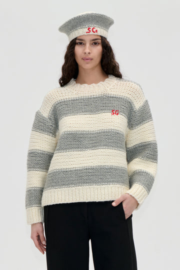 Stine Goya UK Handknit Sweater Knit Grey And Bold