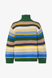 Stine Goya UK Handknit Turtleneck Sweater Knit Bold Multi-Stripes