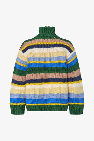 Stine Goya UK Handknit Turtleneck Sweater Knit Bold Multi-Stripes
