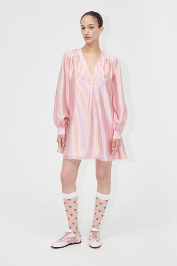 Stine Goya UK Kimono Mini Dress Dress Rose Pinstripe