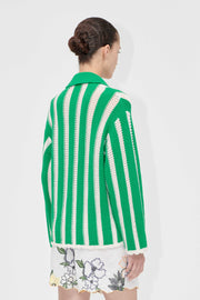Stine Goya UK Knit Collar Cardigan Knit Green Stripes