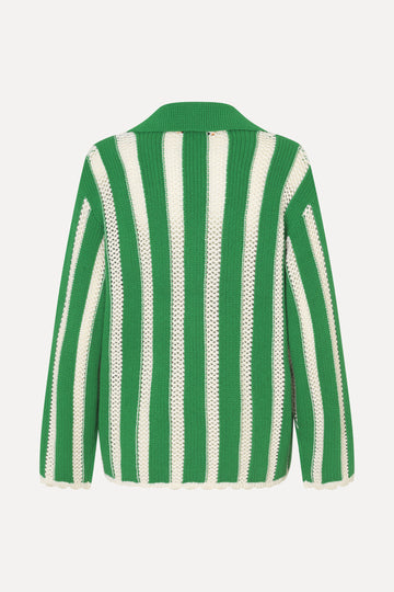 Stine Goya UK Knit Collar Cardigan Knit Green Stripes