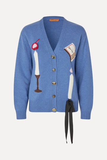 Stine Goya UK L/S V-neck Cardigan Knit Candle Setting Intarsia