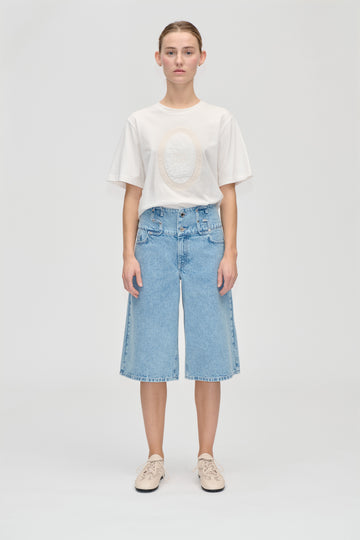 Stine Goya UK Logoed Loop Jorts Shorts Denim Blue