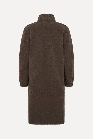Stine Goya UK Long Fleece Coat Outerwear Dark Oak