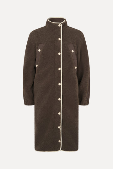 Stine Goya UK Long Fleece Coat Outerwear Dark Oak