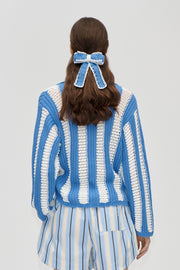 Stine Goya UK Long Hand-Crochet Bow Hair Clip Other Della Robbia Blue