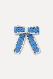 Stine Goya UK Long Hand-Crochet Bow Hair Clip Other Della Robbia Blue