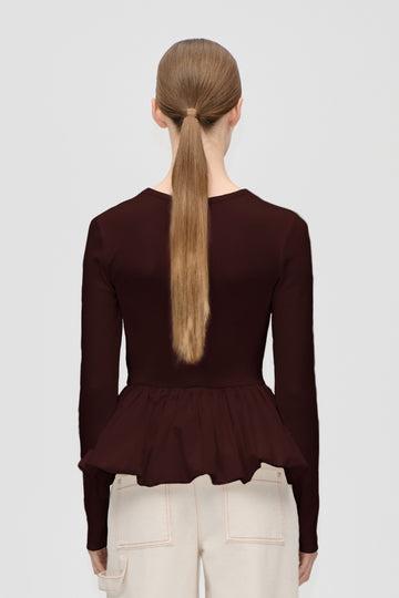 Stine Goya UK Long Sleeve Balloon Top Top Tawny Port