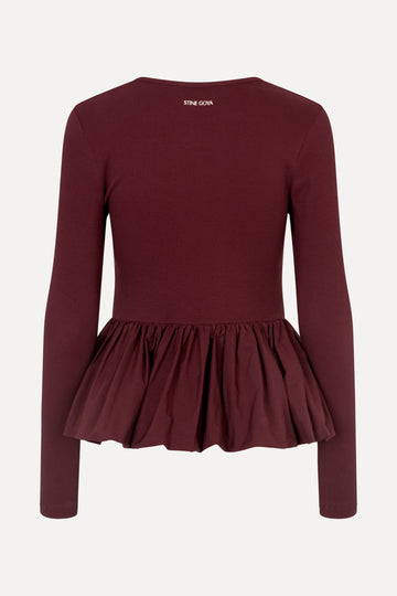 Stine Goya UK Long Sleeve Balloon Top Top Tawny Port