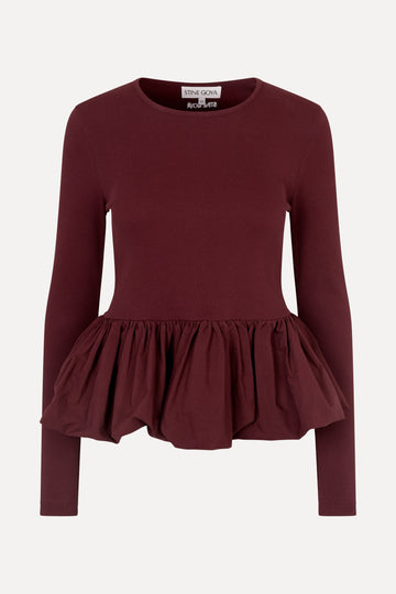 Stine Goya UK Long Sleeve Balloon Top Top Tawny Port