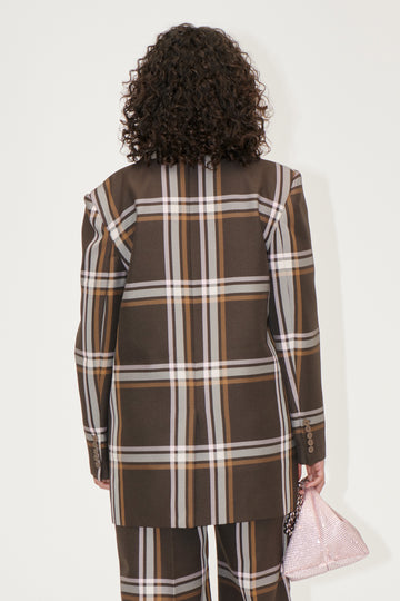 Stine Goya UK Long Sleeve Boxy Blazer Jacket Weaved Checks