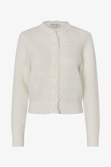 Stine Goya UK Long Sleeve Cardigan Knit Pointelle Heart