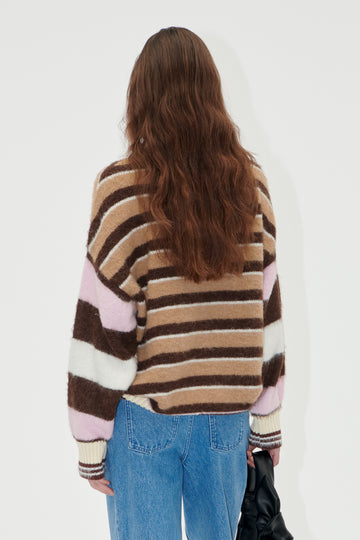 Stine Goya UK Long Sleeve Crew Neckline Jumper Knit Multi Stripes