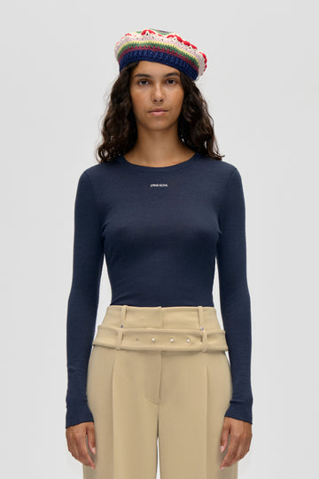 Stine Goya UK Long Sleeve Crewneck Top Midnight Navy