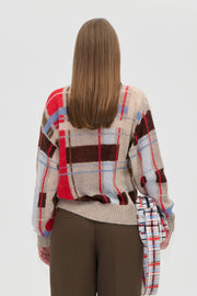 Stine Goya UK Long Sleeve Crewneck Knit Knit Scarlet Grid