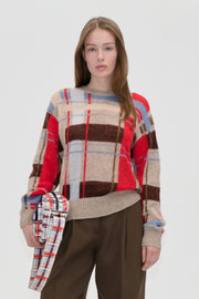 Stine Goya UK Long Sleeve Crewneck Knit Knit Scarlet Grid