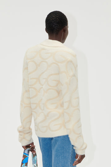 Stine Goya UK Long Sleeve Cropped Cardigan Knit SG Monogram