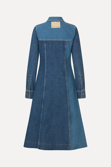 Stine Goya UK Long Sleeve Denim Dress Dress Two Tone Denim