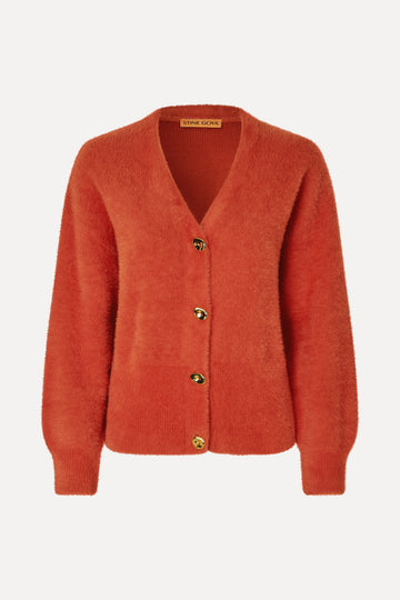 Stine Goya UK Long Sleeve Dropped Shoulder Cardigan Knit Summer Fig